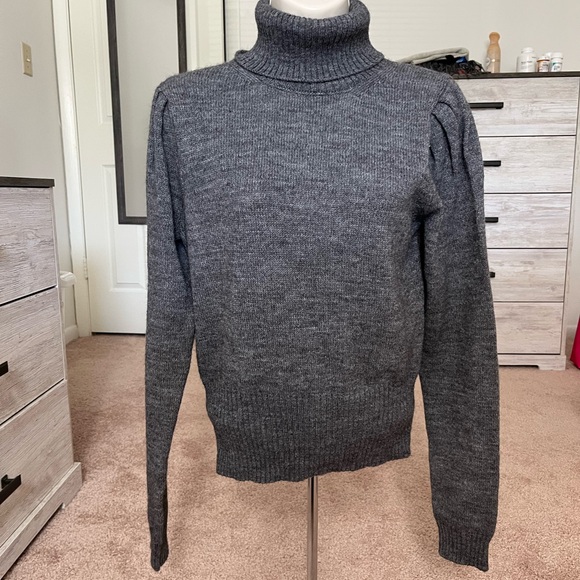 SportMax Gray Turtleneck with Puff Sleeves - Picture 1 of 9